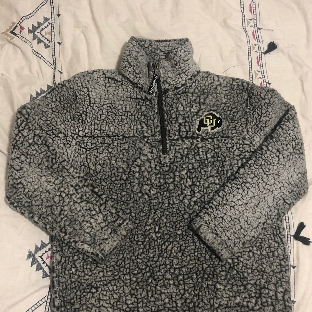 CU Boulder Sherpa grey 1/4 zip up turtle neck